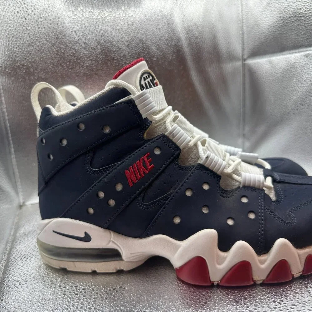 Sz 10 Nike Air Max 2 Mens Blue White High Top Lace Up‎ Basketball Sneakers